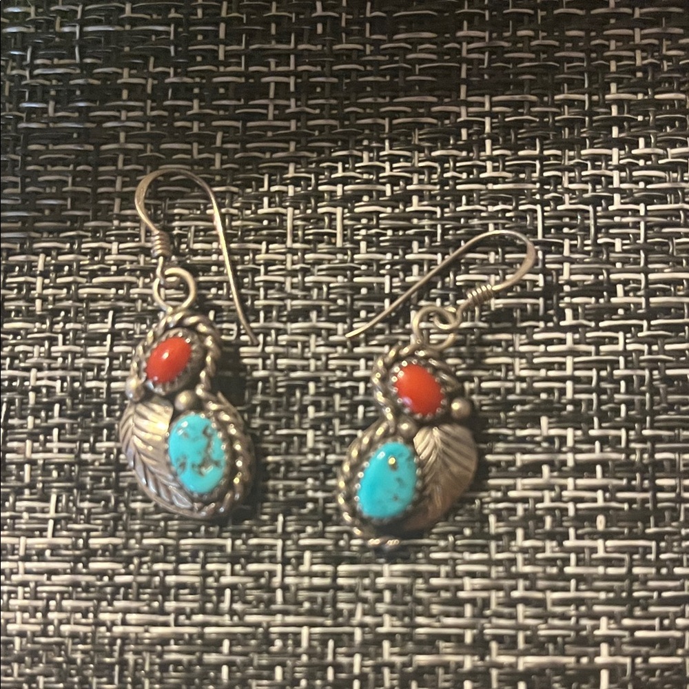 925 real silver and real Turquoise Earrings